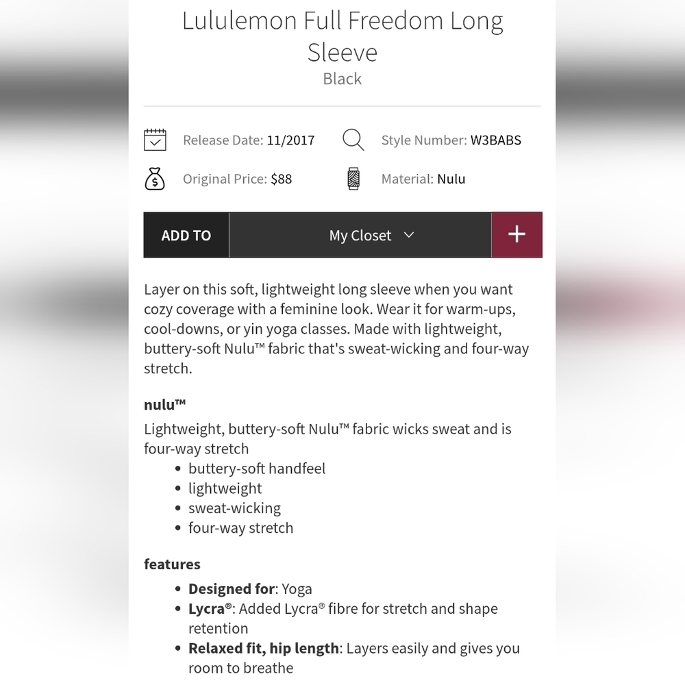 Lululemon black Full Freedom Long Sleeve surplice top size 2 - Picture 4 of 7